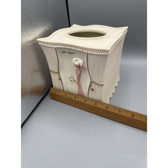 Glam Ceramic Tissue Box Cover ~ “Hello Gorgeous” / “B is for Bombshell” Vanity - Picture 8 of 8